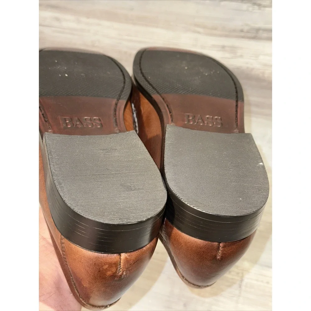 Bass Bennett Mens Sz 10 Shoes Brown Leather Slip On Casual Tassel Penny Loafers